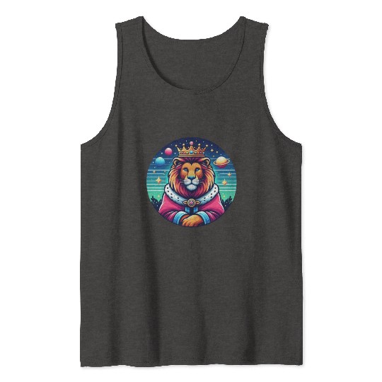 An lion wearing a crown and royal robes Tank Tops