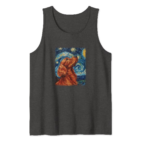 Irish Setter Dog Starry Night Painting Tank Tops