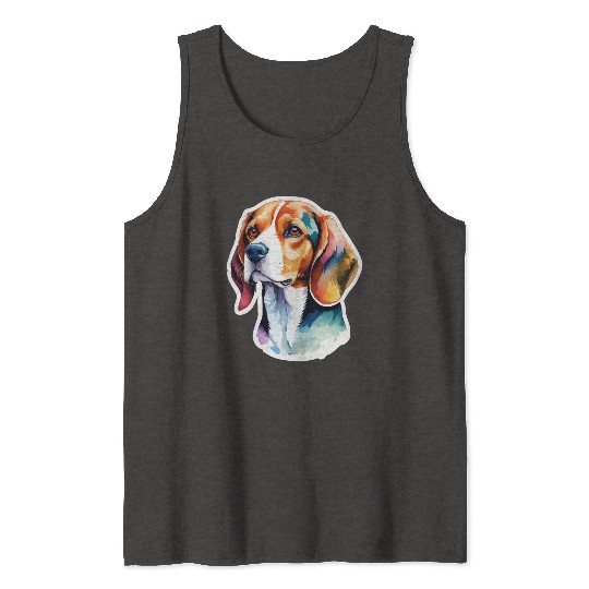 Beagle Watercolor Tank Tops