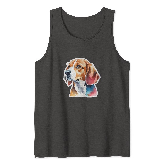 Beagle Watercolor Tank Tops