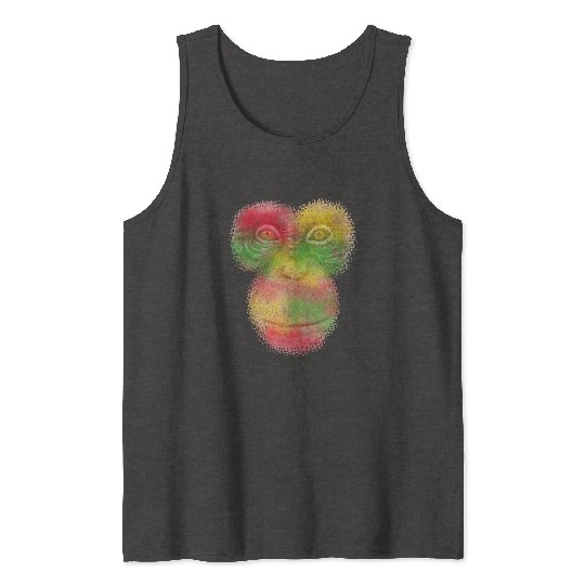 Colorful Retro Monkey Face Tank Tops - Funny Monkey