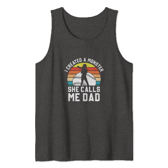 Calls Me Softball Dad Funny Daddy Father's Day Tank Tops