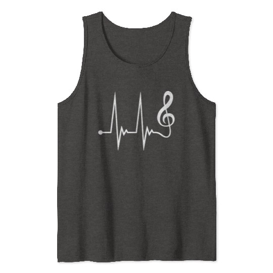 Music Clef Note Violin Treble Sound Pulse ECG Tank Tops