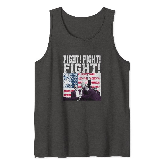Trump Fight Fight Fight American USA FLAG DESIGN Tank Tops