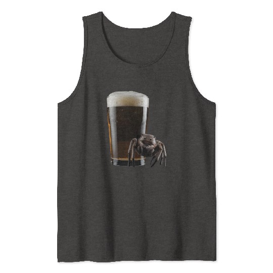 Spider Drinking Beer Realistic Tank Tops