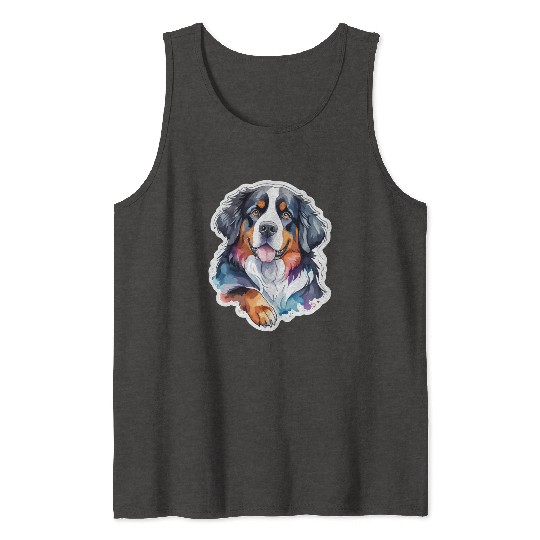 Bernese Mountain Dog Watercolor Tank Tops