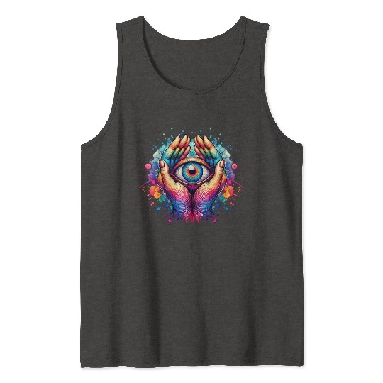 Psychedelic colorful eye Tank Tops