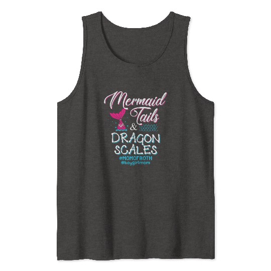 Womens Mermaid Tails and Dragon Scales Mom of Both Tank Tops