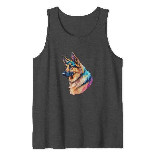 German Shepherd Watercolor Tank Tops