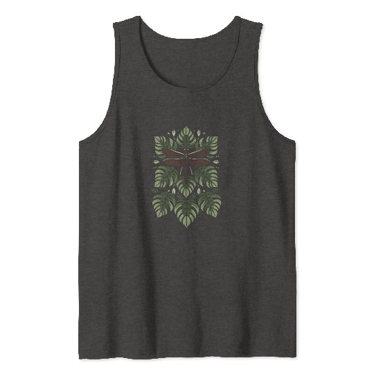 Dragon Fly on Monstera Tank Tops