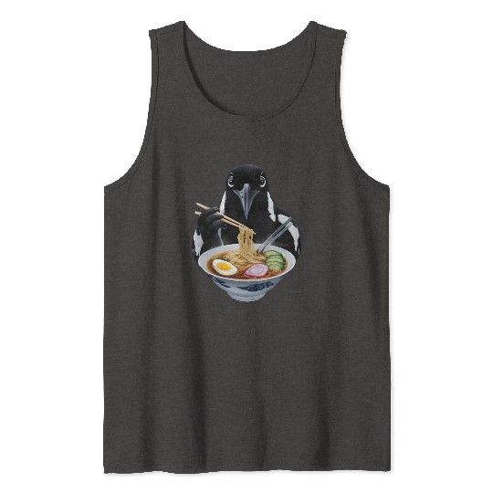 Magpie Eating Ramen Realistic Tank Tops