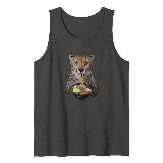 Cheetah Eating Ramen Realistic Tank Tops