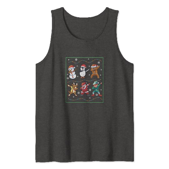 Dabbing Santa Elf Friends Christmas Boys Girls Men Tank Tops