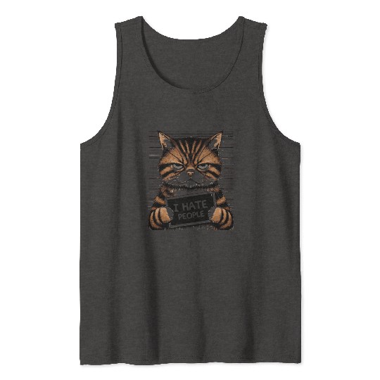 Funny Grumpy Cat: I Hate People-I Hate People Cat Tank Tops