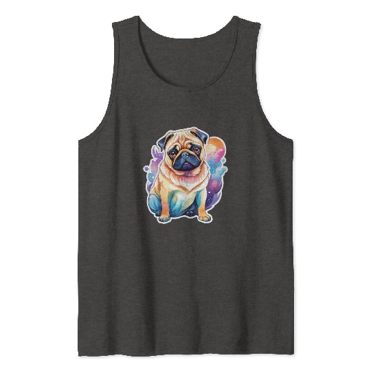 Pug Watercolor Tank Tops