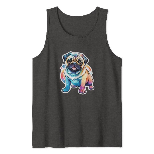 Pug Watercolor Tank Tops