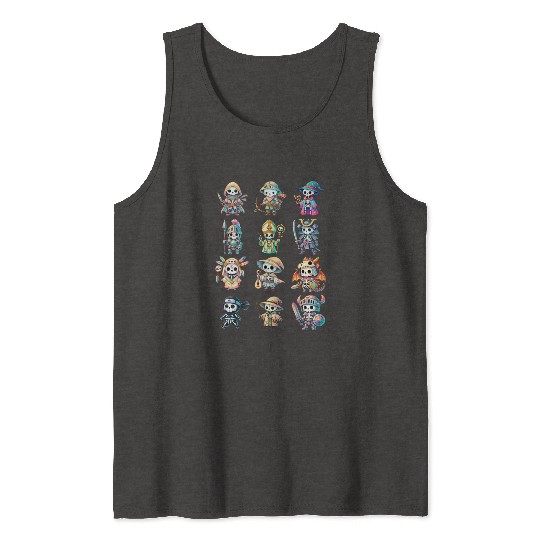 Skeleton Adventure Dungeon Characters Fantasy Tank Tops