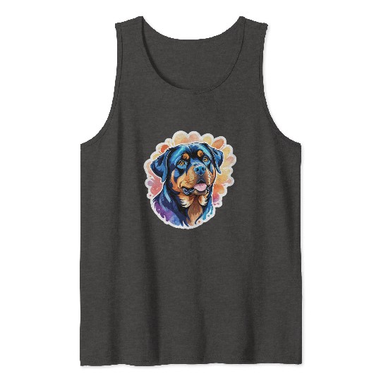 Rottweiler Watercolor Tank Tops
