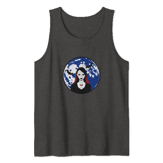 Scary Vampire Lady Halloween Tank Tops girls women