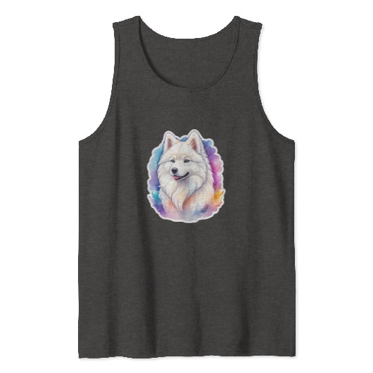 Samoyed Dog Watercolor Tank Tops