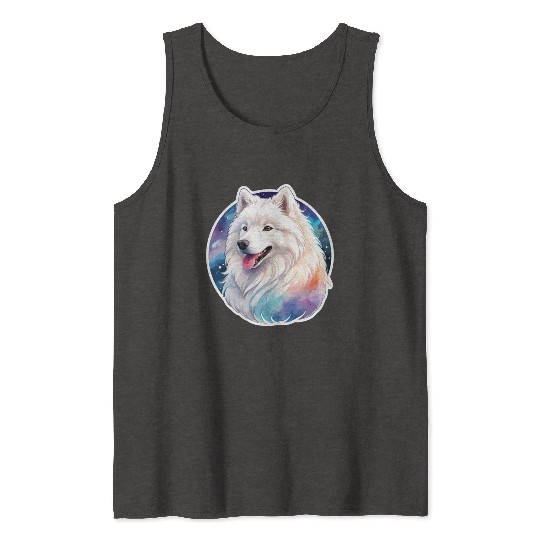 Samoyed Dog Watercolor Tank Tops