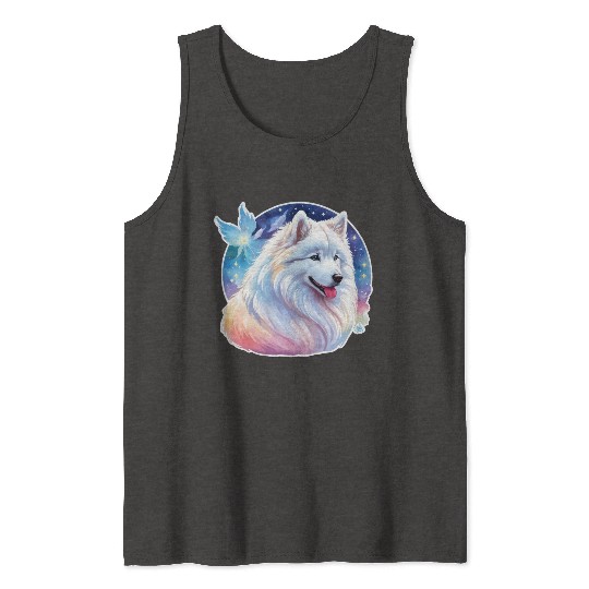 Samoyed Dog Watercolor Tank Tops