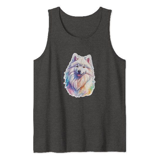 Samoyed Dog Watercolor Tank Tops