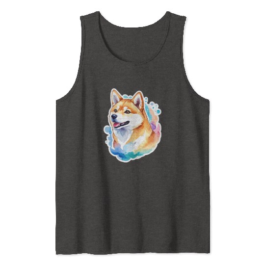 Shiba Inu Watercolor Tank Tops