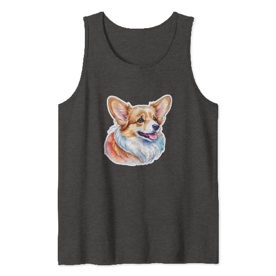 Pembroke Welsh Corgi Watercolor Tank Tops