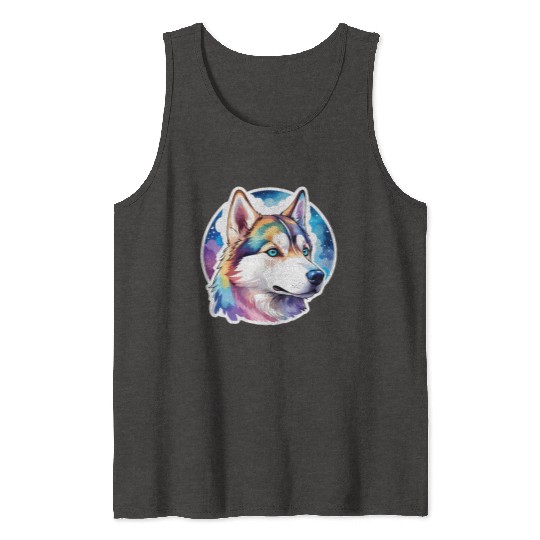 Siberian Husky Watercolor Tank Tops