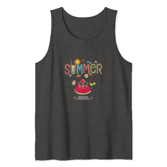 Summer Vibes: Fresh Watermelon Design! Tank Tops