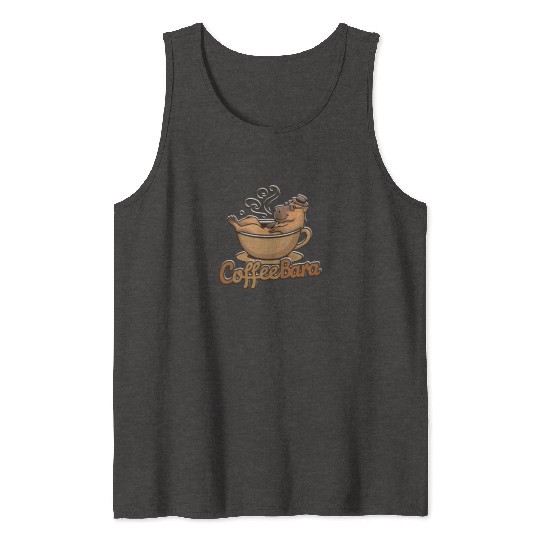 Coffeebara Capybara Coffedrinker Tank Tops