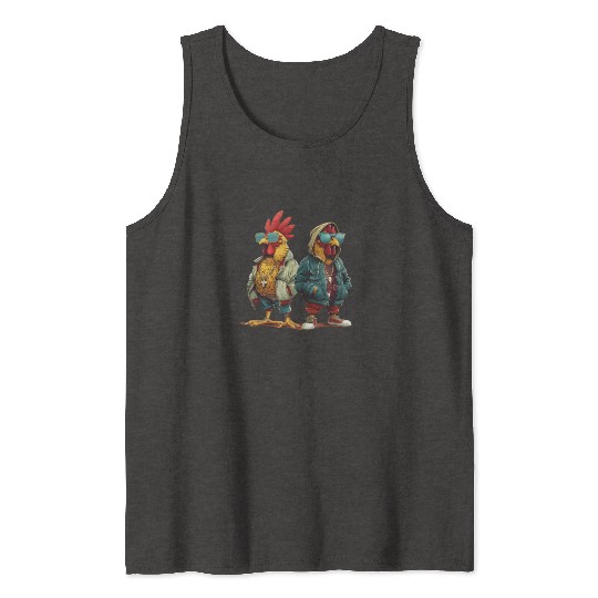Streetwear-clad chickens with style Tank Tops