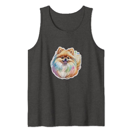 Pomeranian Watercolor Tank Tops