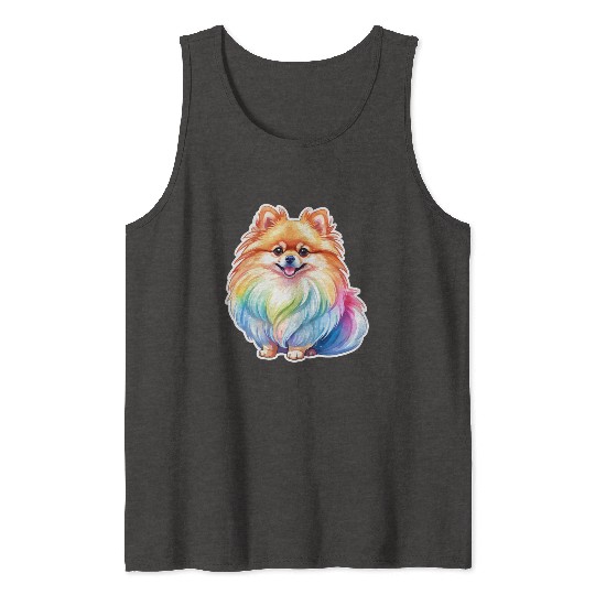 Pomeranian Watercolor Tank Tops