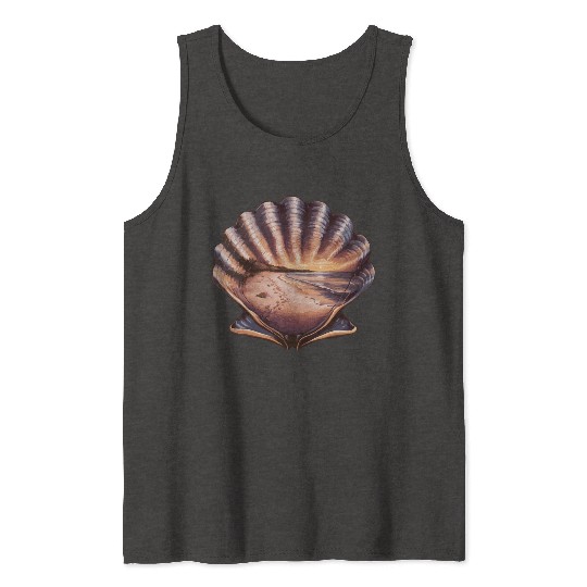 Seashell Beach Scene Serene Ocean Landscape Tank Tops