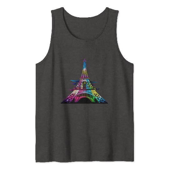 Street style graphic design of the Eiffel Tower Tank Tops