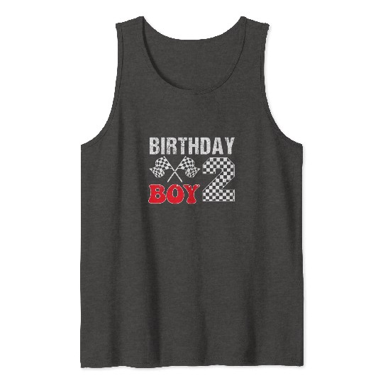 Kids Birthday Boy 2 Two Race Car 2nd Birthday Tank Tops