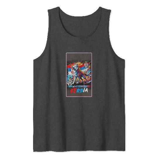 Serbia wolf national flag design Tank Tops