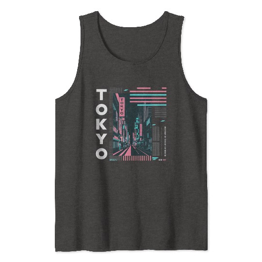 Neon Streets of Tokyo Tank Tops