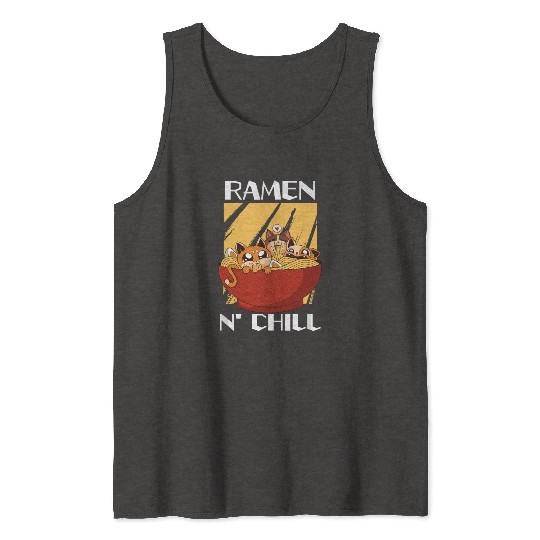 Cute Kawaii Cat Ramen Bowl Japanese Noodle Soup Tank Tops