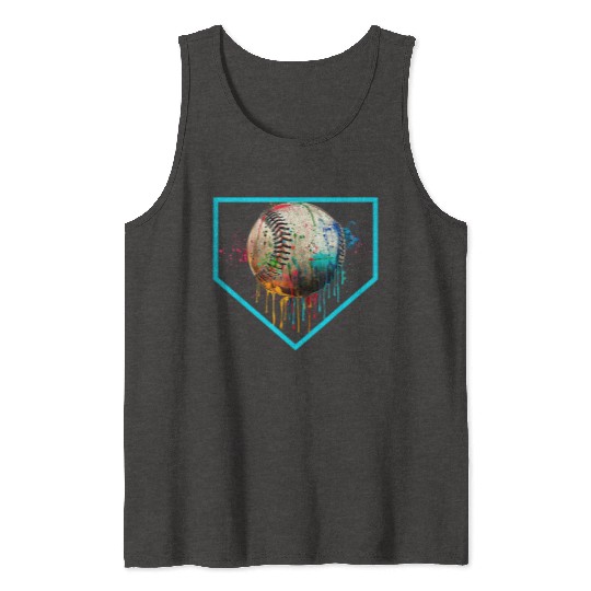 Baseball Home Plate Drip Tank Tops Ice Cream Softball