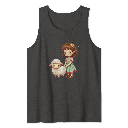 Girl with Cute Lamb Tank Tops