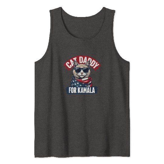 Cat Daddies for Kamala Funny Cat Dad Vote Election Tank Tops
