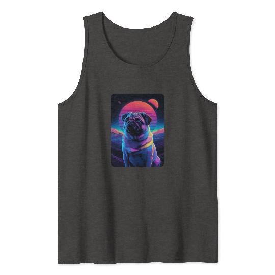 Animal Art Planet Fantasy Artwork Pug in Neon Tank Tops
