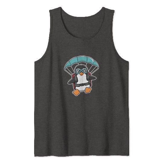 Parachuting Penguin With Goggles Tank Tops