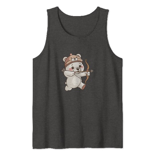 Cute polar bear with Bow and Arrows Cartoon Tank Tops