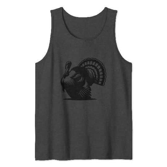 Wild Big Fat Turkey With Wing Drawing Tank Tops