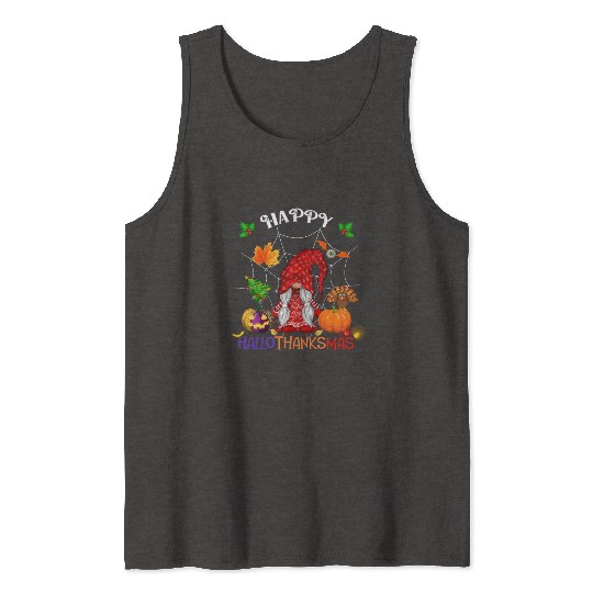Happy HalloThanksMas Gnome Tank Tops