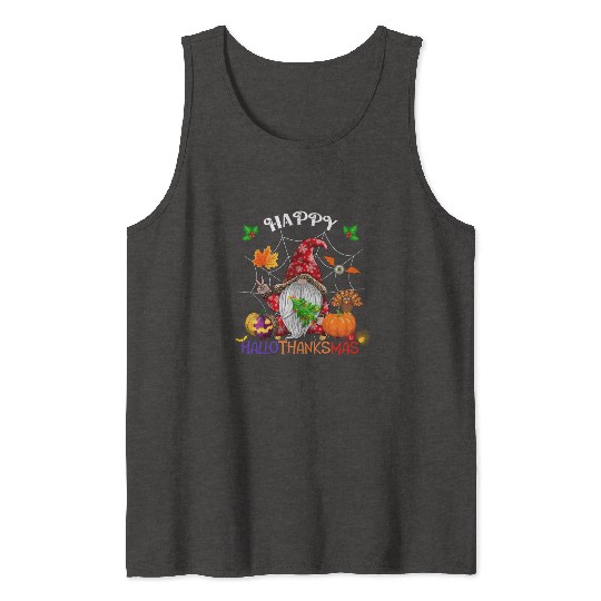 Happy HalloThanksMas Gnome Tank Tops